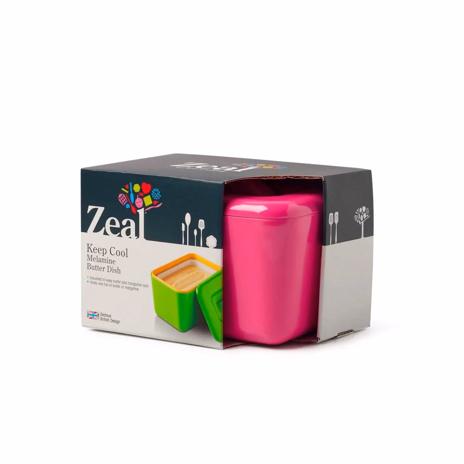 Zeal Melamine Insulated Butter Dish with Lid in Pink – 2