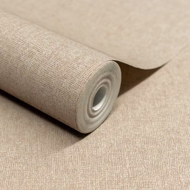Atogo Boutique Woven Effect Embossed Abstract Wallpaper in Brown and Beige