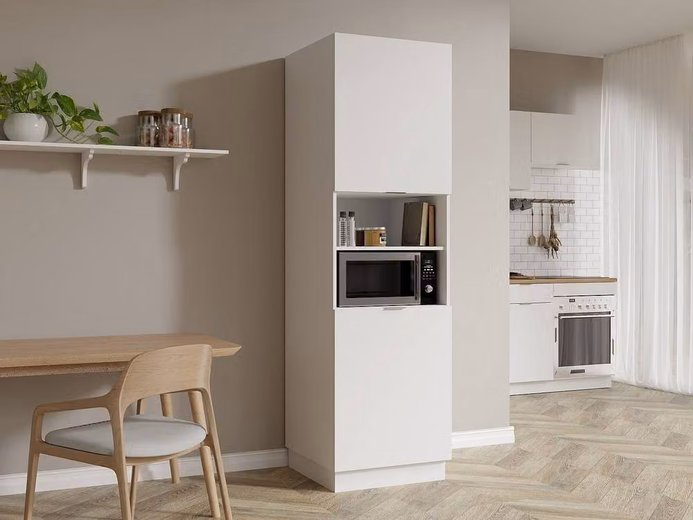 Vente-unique CARMEO White Kitchen Column Unit with 2 Doors and 2 Niches – 2