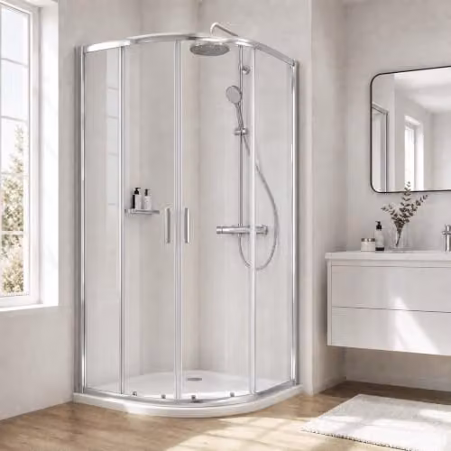 Balterley Offset Quadrant Corner Shower Enclosure with 6mm Clear Sliding Glass Door in Silver, W/D/H: 1000 x 800 x 1850 mm – 2