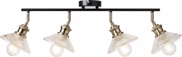 Litecraft Safie Industrial Style Adjustable Ceiling Spotlight Bar in Gold/Brass