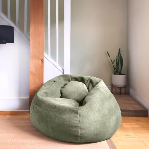 rucomfy Velora Classic Adult Beanbag in Green Velvet with Removable Machine Washable Cover – 2