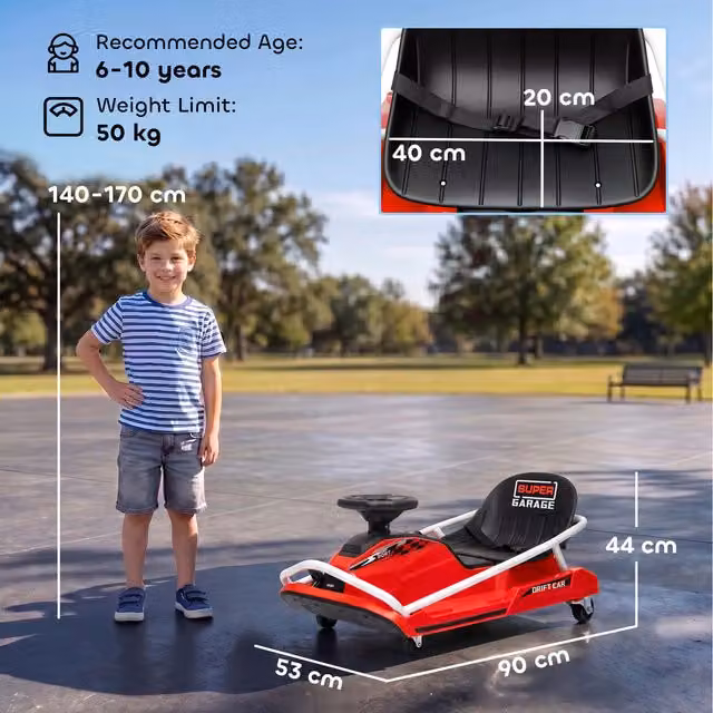 AIYAPLAY 24V Electric Go Kart for Kids with Drift Mode, Red
