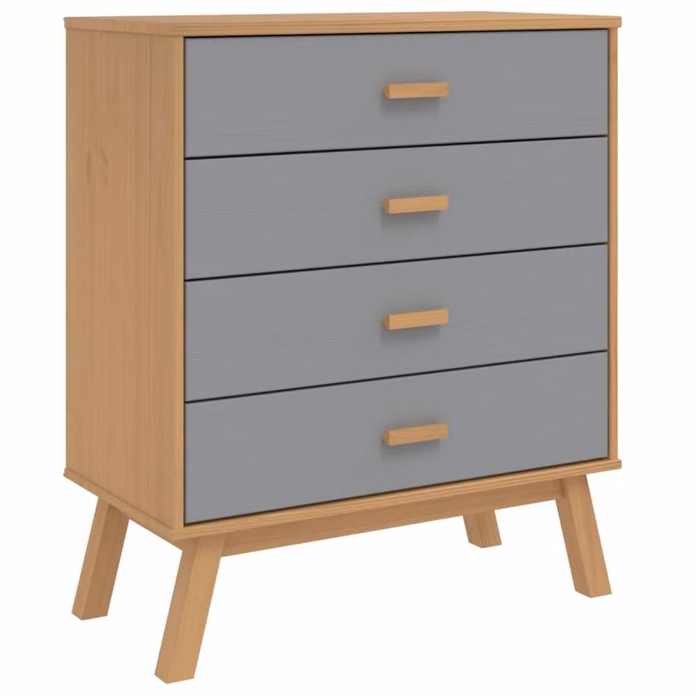 Berkfield Home Beautiful Olden Drawer Cabinet in Grey and Brown Solid Pine Wood – 2
