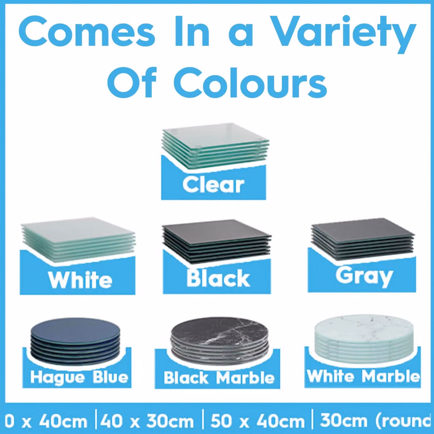 Harbour Housewares 12pc Glass Placemats and Round Coasters Set in Black Marble Effect, W: 30 cm, D: 20 cm – 9