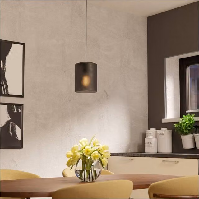 Loops Modern Black Glass Cylinder Pendant Light for Indoor Ceilings