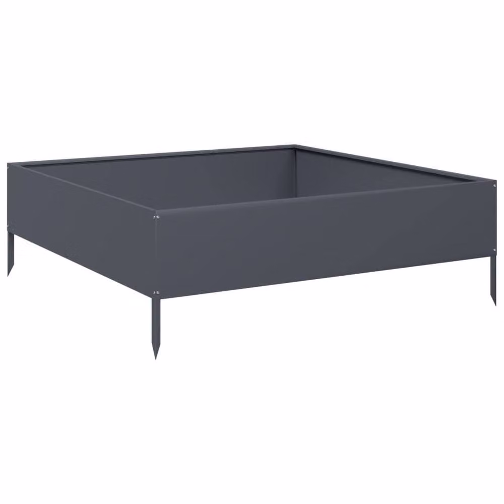 Berkfield Home Garden Steel Raised Bed in Anthracite Grey, W/D/H: 100 x 100 x 33.5 cm – 3