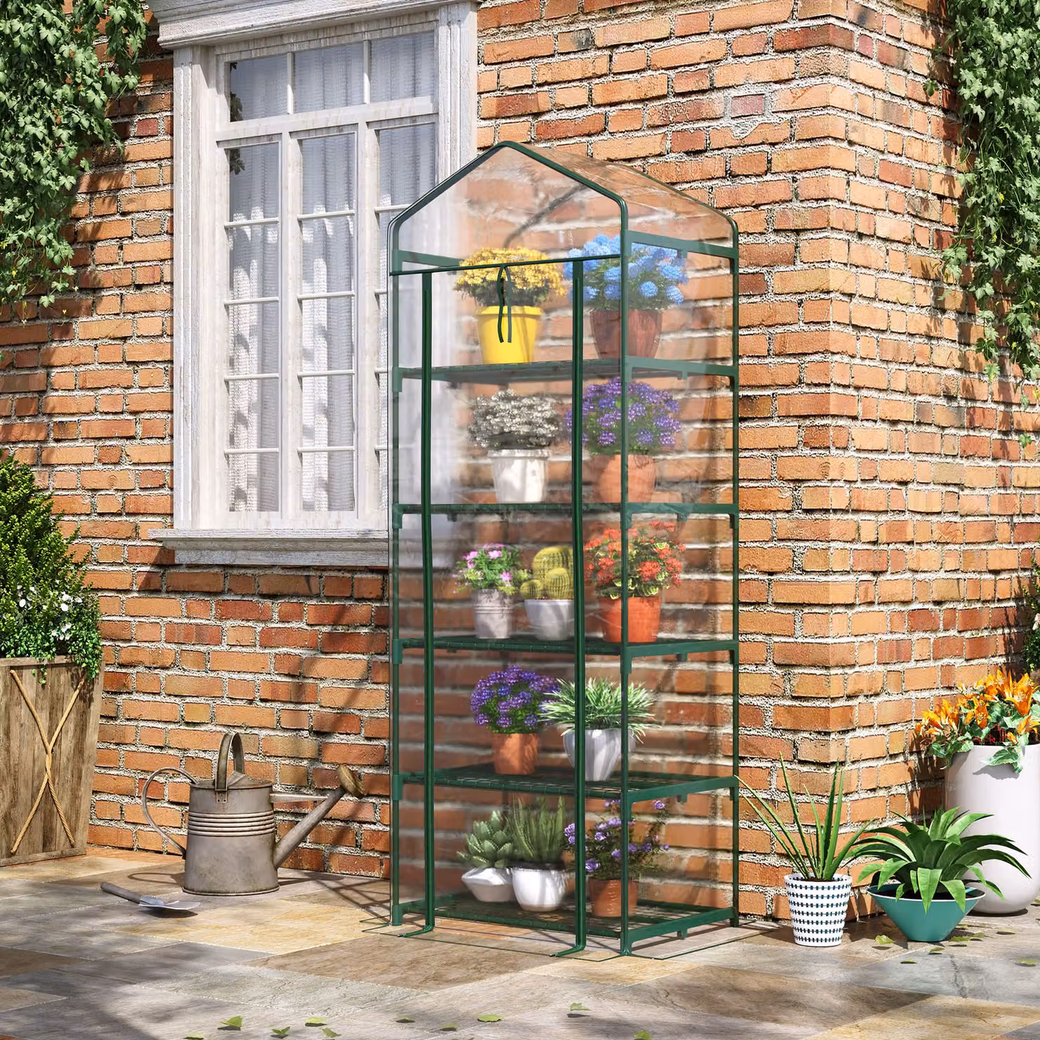 Outsunny 5-Tier Portable Greenhouse with Transparent PVC Cover and Metal Frame – 2