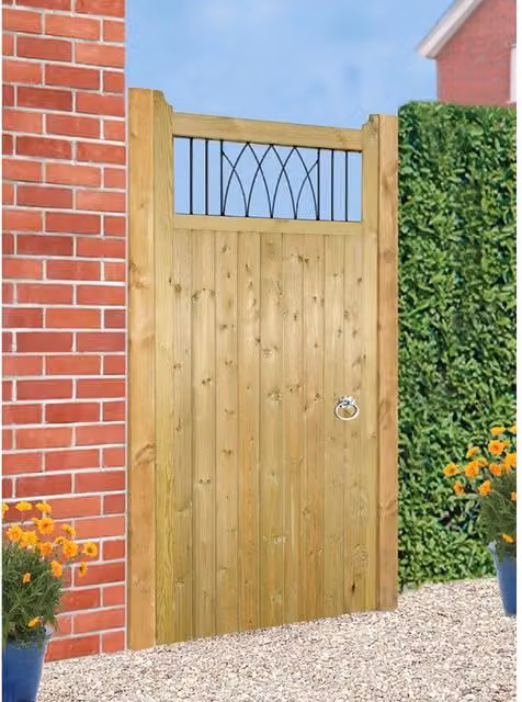 Burbage Iron Craft Windsor Tall Single Garden Gate in Brown, W: 105.0 cm, H: 180.0 cm