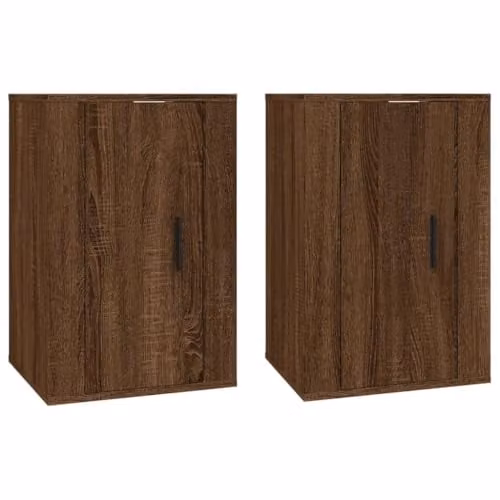 vidaXL Set of 2 Wall Mounted TV Cabinets in Brown Oak