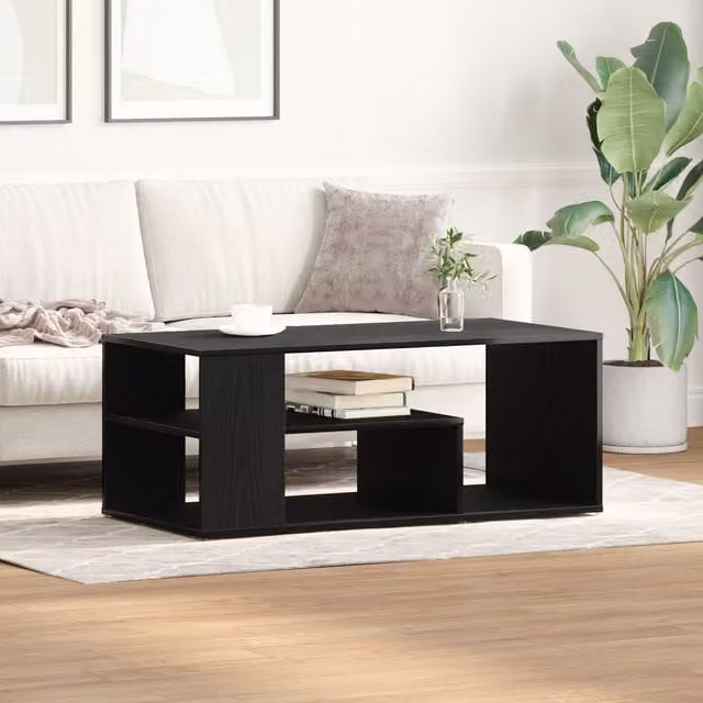 Berkfield Home Modern Black Oak Coffee Table, W/D/H: 100 x 50 x 40 cm