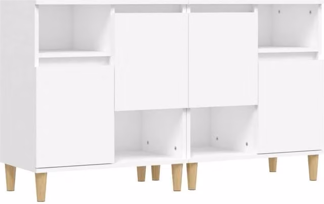 Berkfield Home Set of 2 White Classic Sideboards in Engineered Wood, W/D/H: 60 x 35 x 70 cm