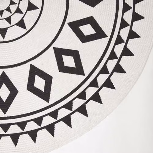 HOMESCAPES Lia Handwoven Mandala Round Area Rug, Black and White, 100% Cotton, Diameter: 120 cm – 3