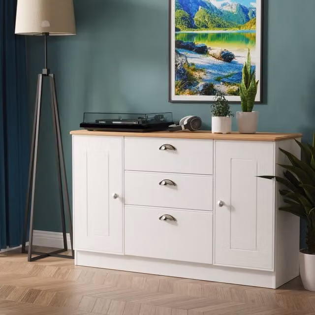 Victoria 2 Door 3 Drawer Unit in White Ash and Riviera Oak