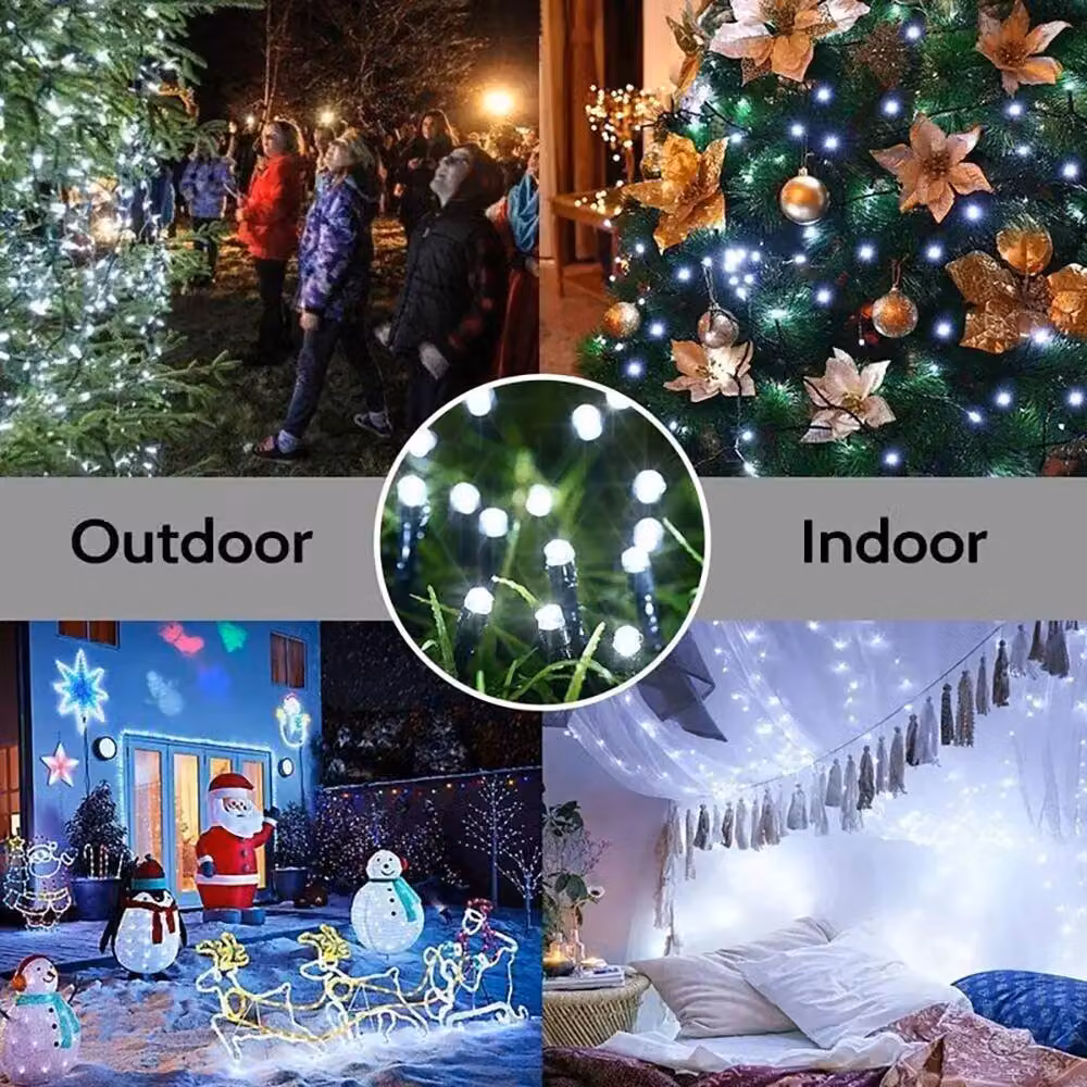 Living and Home Solar LED String Lights in Black with Multicolour Warm White Lights and Dusk Sensor – 2