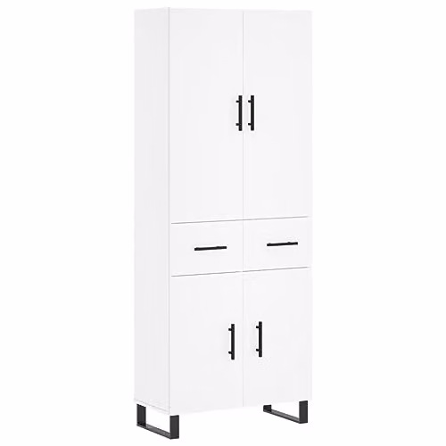 vidaXL Modern White Highboard with Hinged Doors and Internal Shelves, W/D/H: 69.5 x 34.0 x 180.0 cm – 1