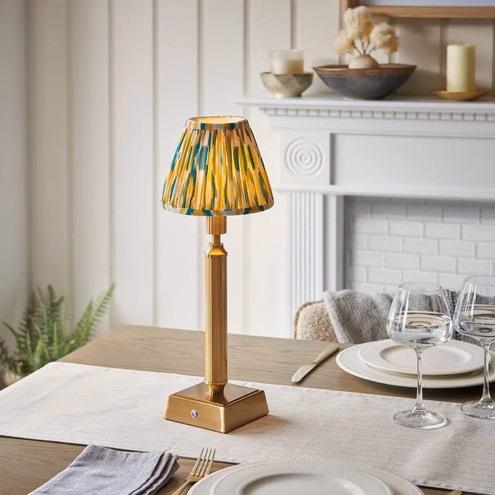 Netlighting Trobridge Rechargeable Yellow Table Lamp with Brass Base and Dimmable LED Warm White Light – 2