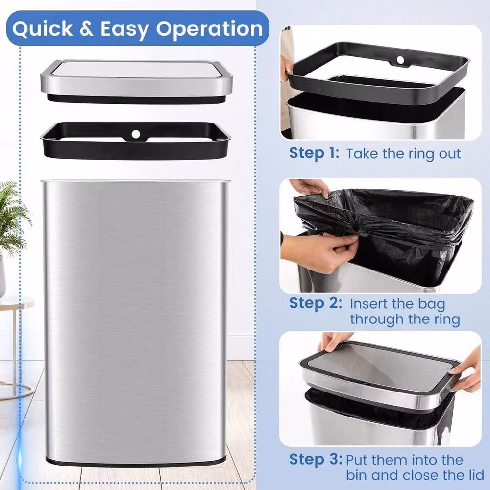 KORVIXA 50L Automatic Trash Can Waste Bin in Silver, Height: 100 cm – 5