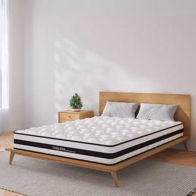 Home Source Bonnell Coil System Quilted Mattress, White, Double, H 17 cm x W 140 cm x D 200 cm