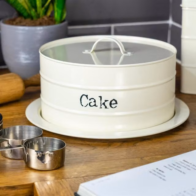 Harbour Housewares Round Solid Metal Cake Tin in White, Diameter: 21.0 cm