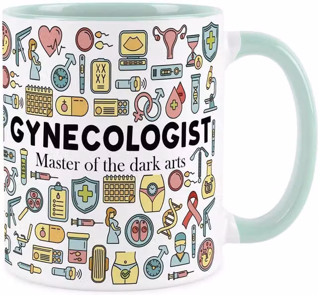 Purely Home Novelty Gynecologist Ceramic Mug in Mint Green
