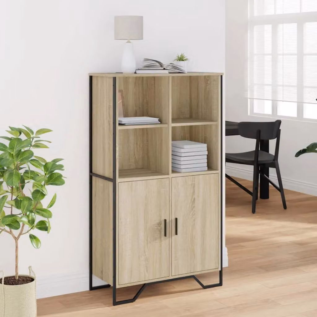 Berkfield Home Sonoma Oak Highboard in Brown, W/D/H: 79.5 x 35.5 x 137.5 cm – 3