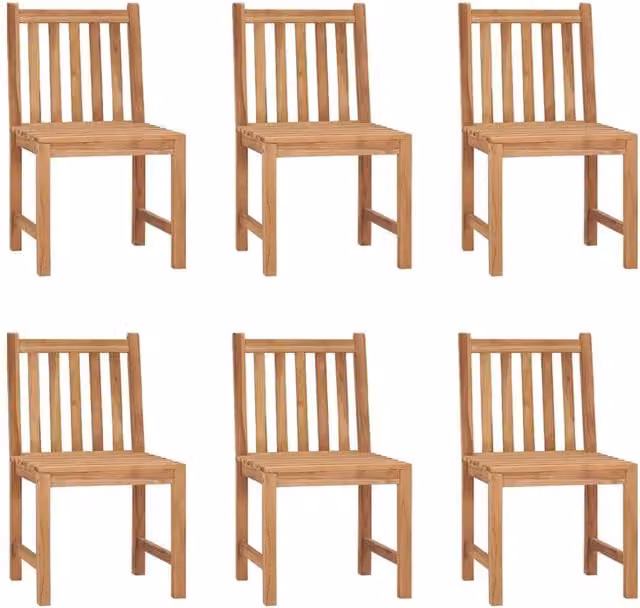Berkfield Home Set of 6 Modern Lacquered Solid Teak Wood Garden Chairs in Brown – 1