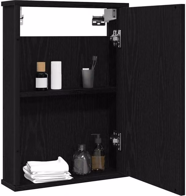 Berkfield Home Sturdy Black Oak Bathroom Mirror Cabinet, W/D/H: 42 x 12 x 60 cm – 1