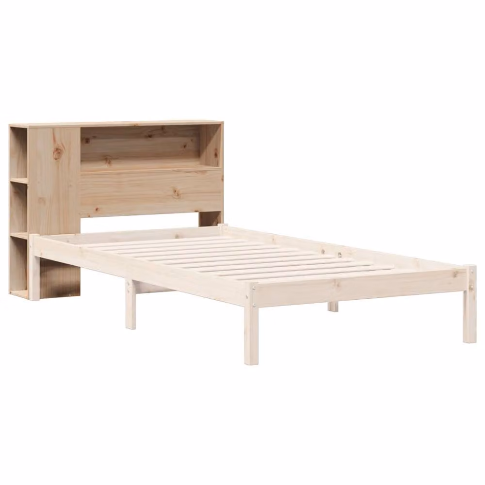 Berkfield Home Solid Wood Pine Headboard with Integrated Storage Shelf in Natural Brown – 3