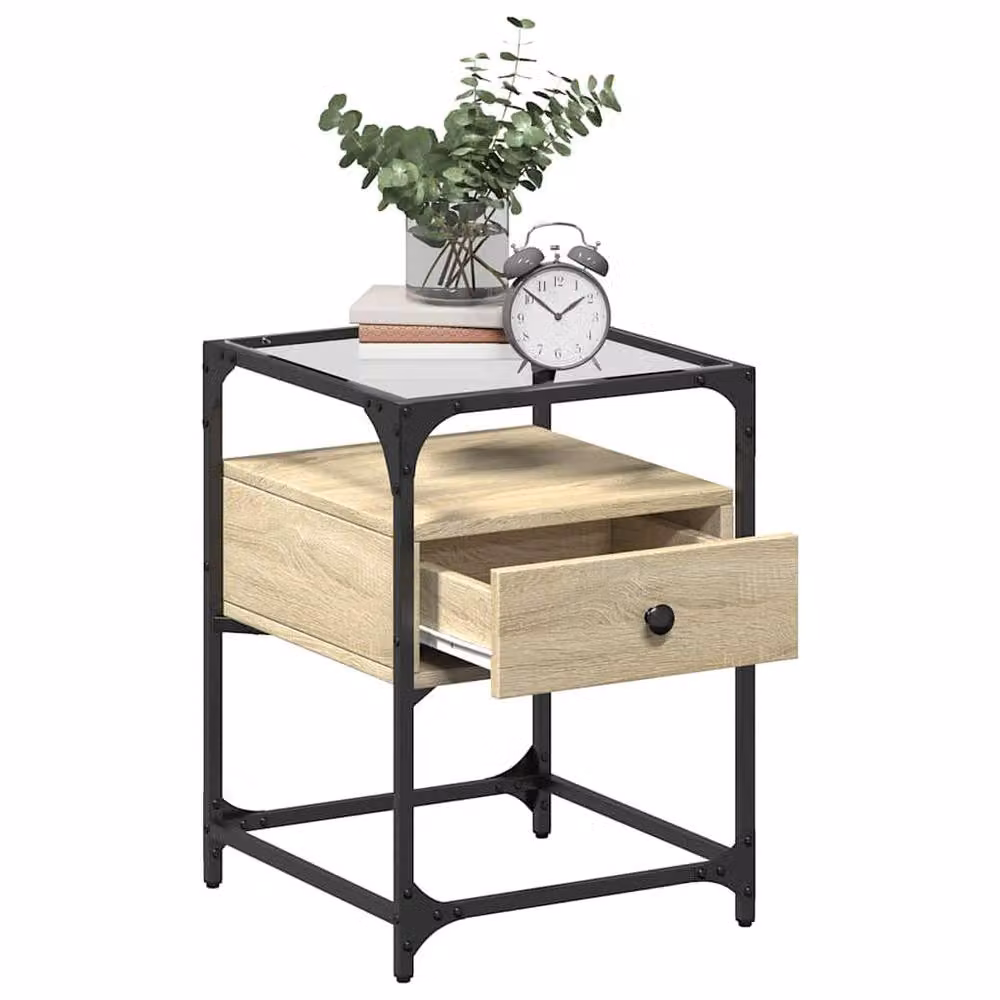 Berkfield Home Bedside Cabinet in Sonoma Oak, Beige, W/D/H: 40 x 40 x 55 cm – 3
