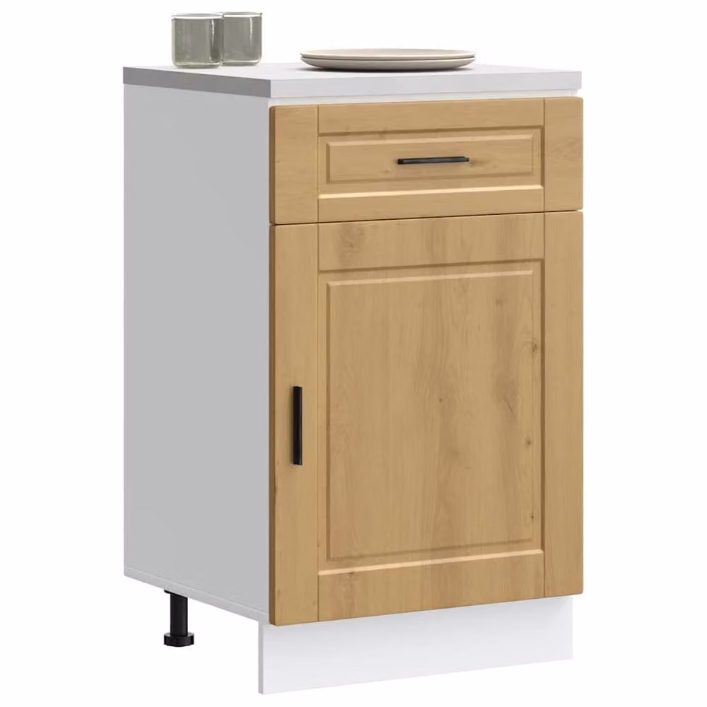 Berkfield Home Porto Artisan Oak Kitchen Base Cabinet in Brown, W/D/H: 81.5 x 50 x 46 cm – 2