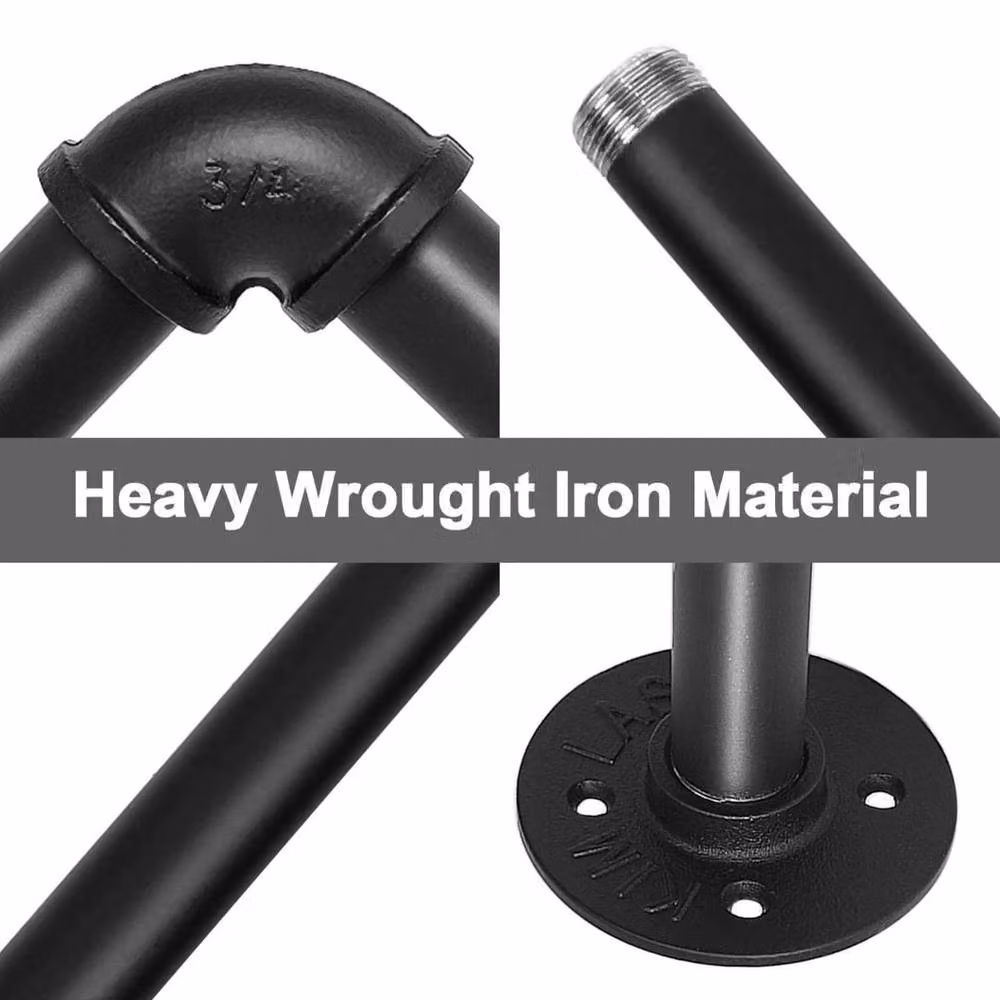 EONLION Black Metal Industrial Wall Mounted Towel Rail and Clothes Hanger, Width: 100 cm – 2