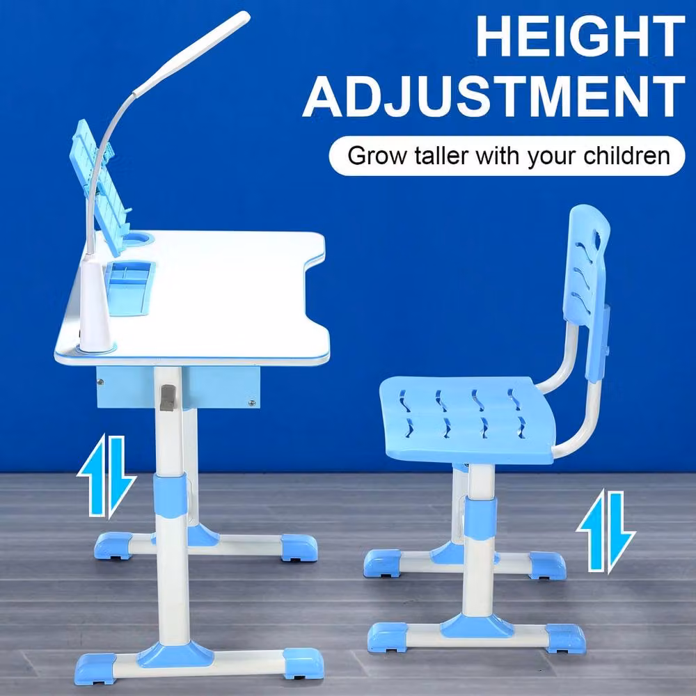 VOGREX Blue Height Adjustable Kids Study Desk and Chair Set – 3