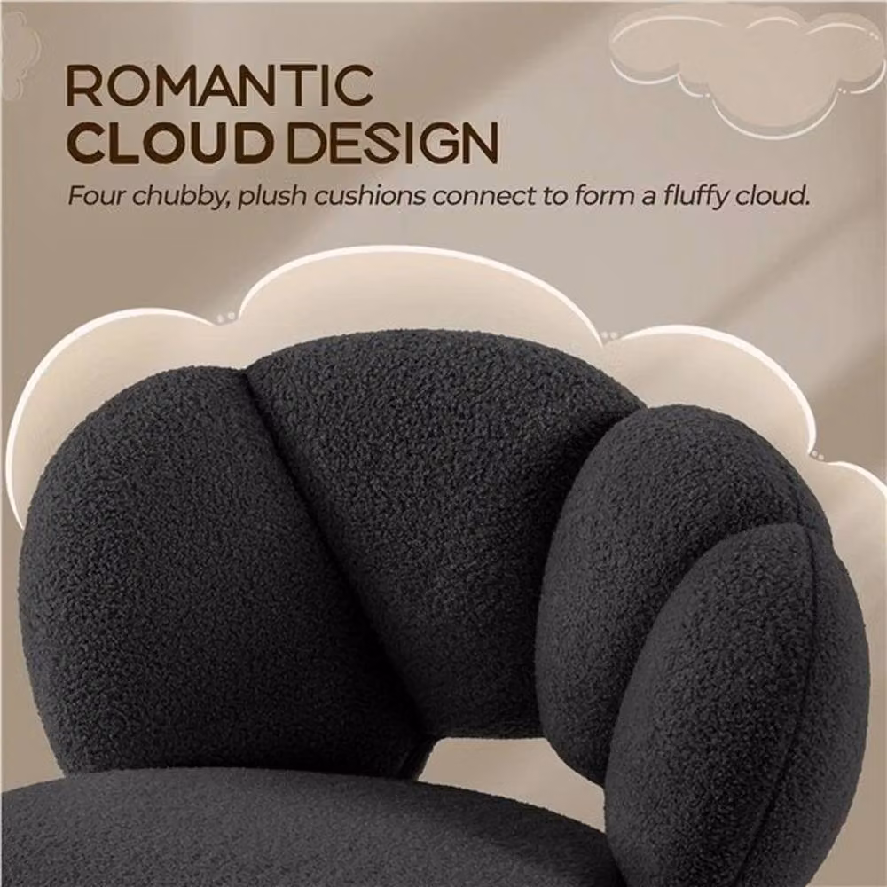 Kelvenix Black Bouclé Fabric Cloud-shaped Adjustable Task Chair for Home Office and Bedroom – 4