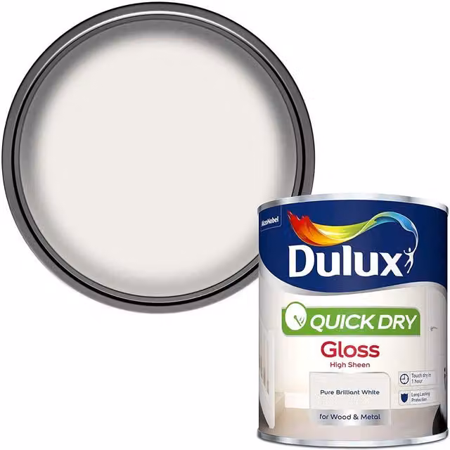 Dulux Quick Dry High Sheen Gloss Wood Paint in White, 0.75 l