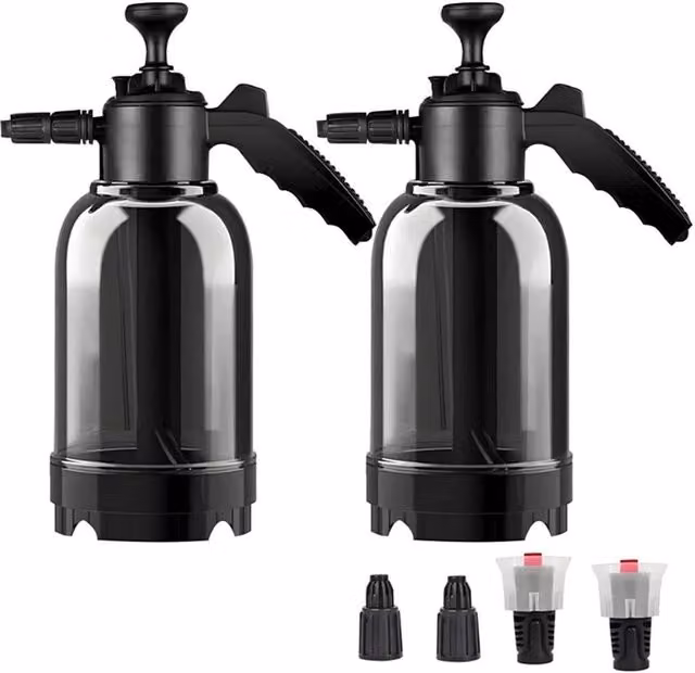 VOGREX 2x 2L Manual Car Wash Foam Pressure Sprayer Hand Held Pump Bottles in Black