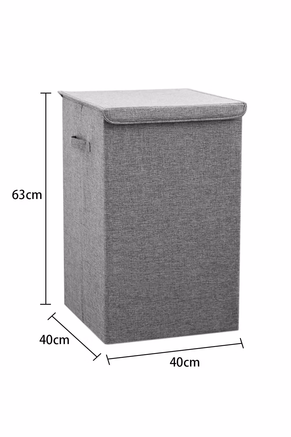 Living and Home 100L Cotton Foldable Waterproof Laundry Hamper with Lid, Grey, Height: 63 cm – 2