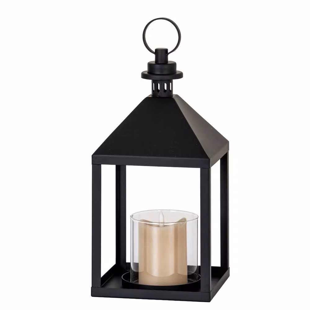 Lemon Pavilion Astra Medium Lantern with Glass Candle Holder, Black, W/D/H: 17 x 17 x 38 cm – 2