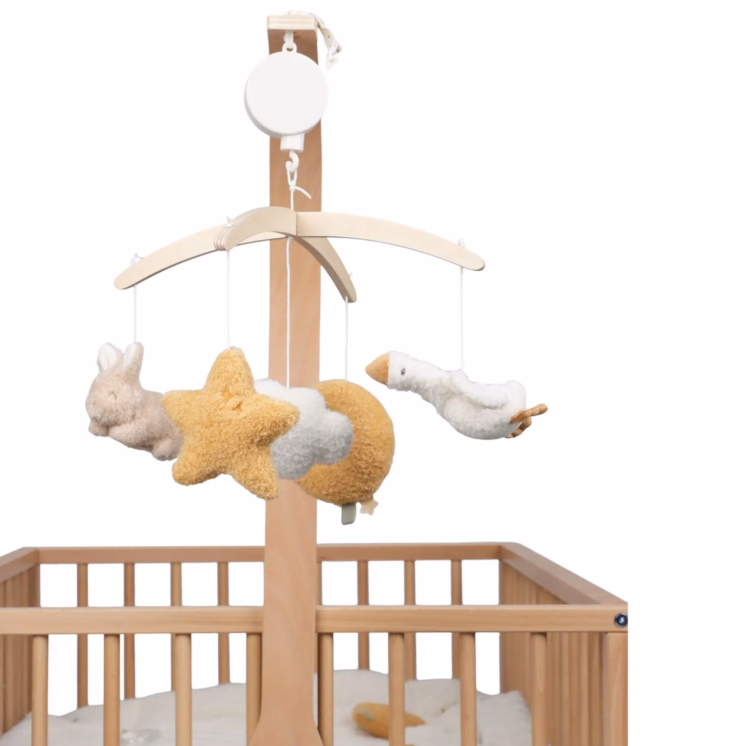 Little Dutch Wooden Musical Cot Mobile Newborn Naturals with Moon, Stars and Clouds – 2