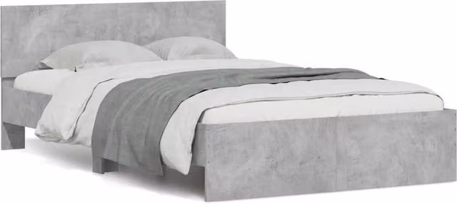 Berkfield Home Small Double Bed Frame with Headboard, LED Under-Bed Lighting and USB Charging Port, Concrete Grey, W/D/H: 120 x 190 cm – 1