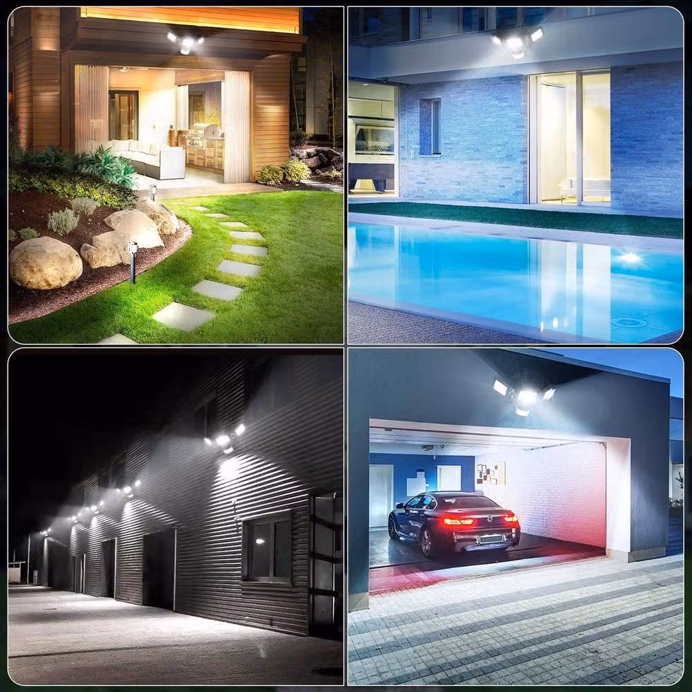 KORVIXA 150W 3 Head LED Security Floodlight with PIR Motion Sensor and Remote Control, Black – 4