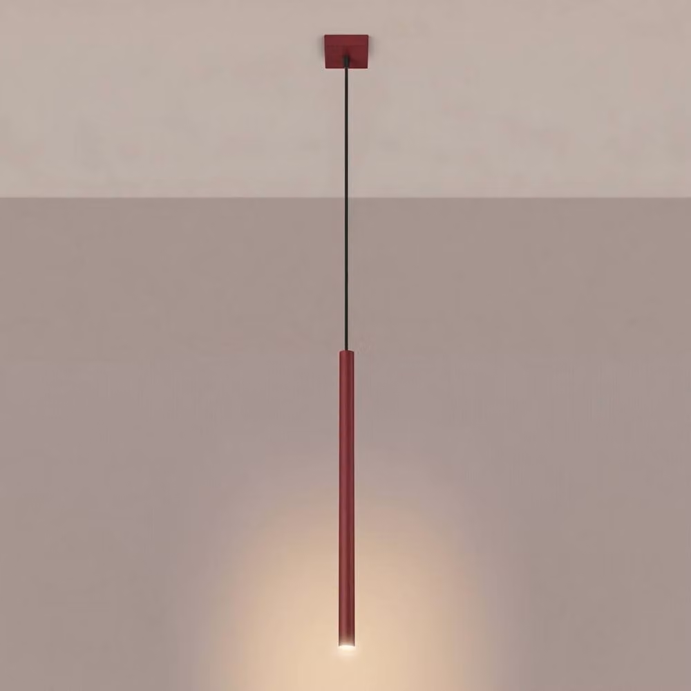 Sollux Lighting modern minimalist bar pendant lamp in red, W/D/H: 120 x 8 x 8 cm – 3