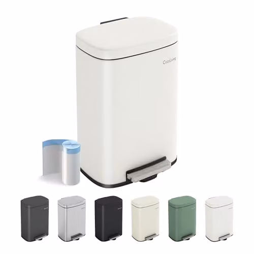 MCC Direct 12L White Steel Pedal Bin with Soft Close Lid and Removable Inner Bucket – 1
