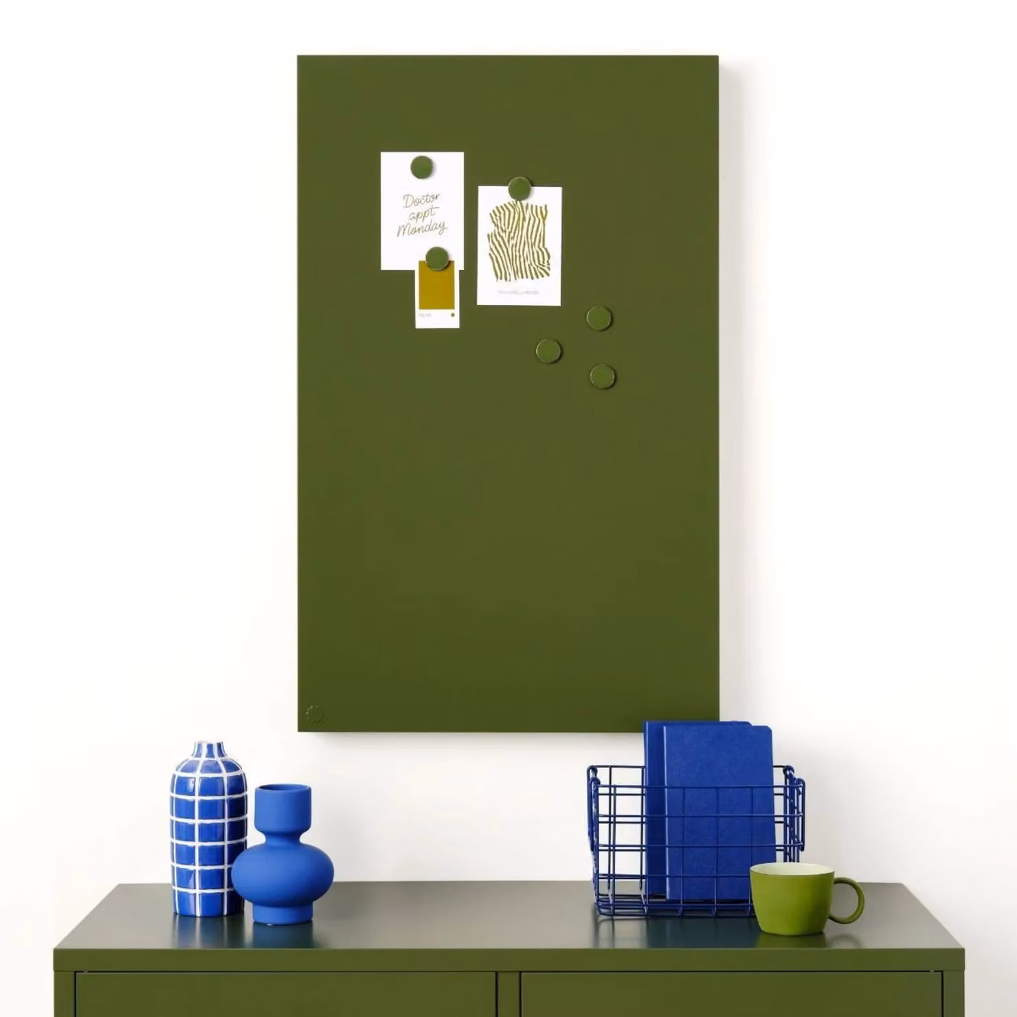 Mustard Made The Storyboard Metal Wall Organiser in Olive Green, W/D/H: 85.0 x 53.0 x 5.0 cm – 6