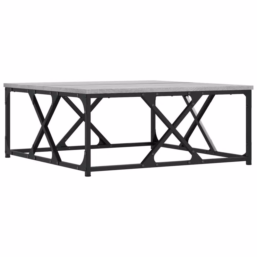 Berkfield Home Grey Sonoma Decorative Square Coffee Table with X-Frame Metal Legs, W/D/H: 70 x 70 x 30 cm – 3