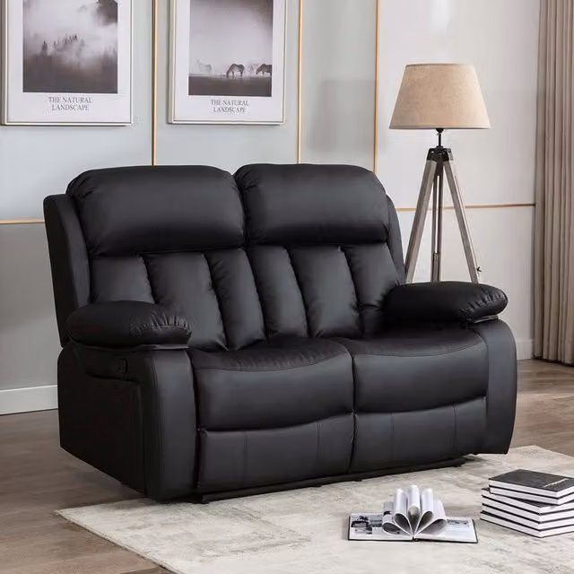 More4Homes Chester 2 Seater Manual High Back Bonded Leather Recliner Sofa in Black – 1