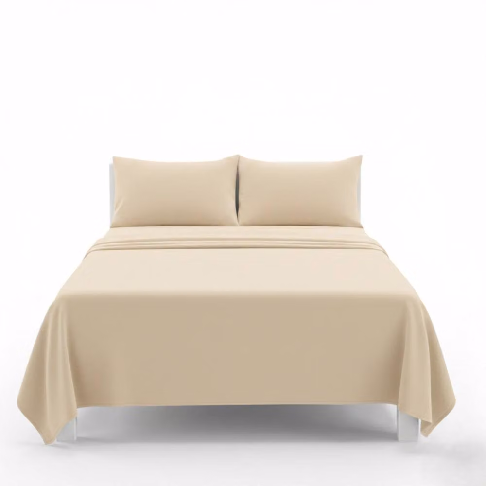 Snug City Easy Care Polycotton Flat Bed Sheet in Beige, Super King, 200 x 200 cm – 2