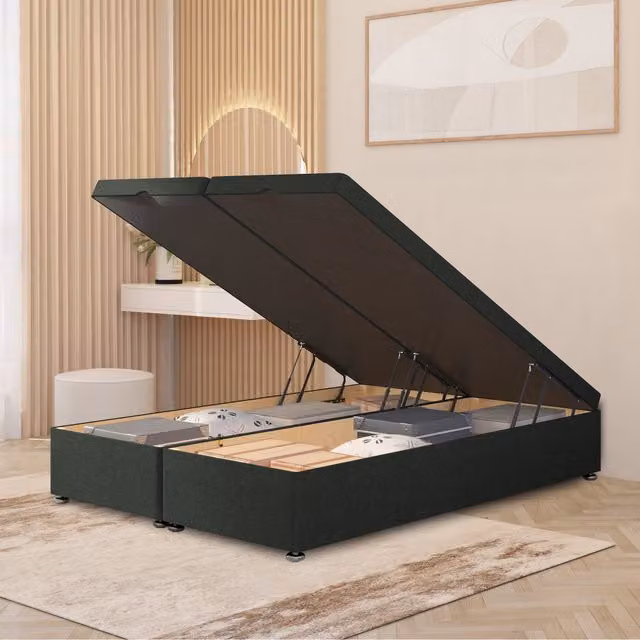 Somnior Beds Ltd Charcoal Upholstered Ottoman Divan Bed Frame with End Opening, W/D/H: 90 x 190 cm