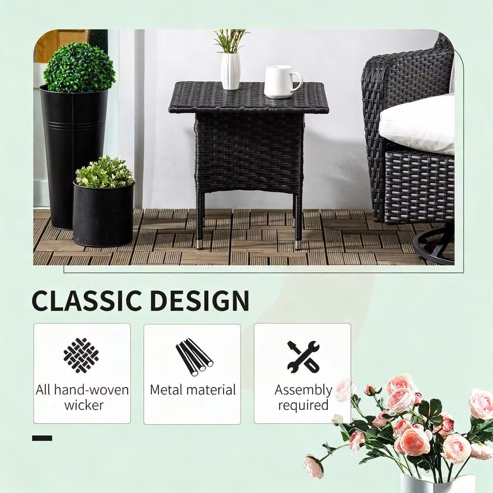STILVORA Outdoor Side Table with Rattan Finish in Black – 3