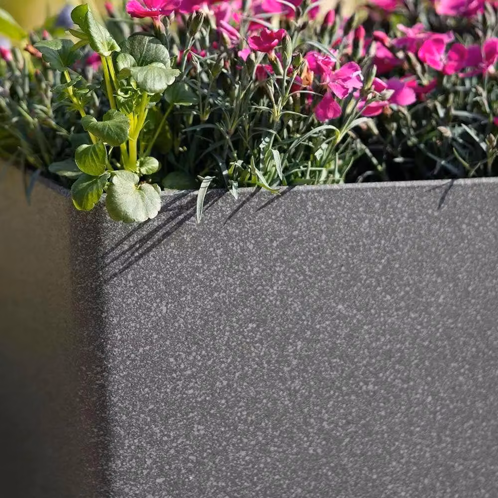 Primrose Cube Stone Effect Planter, Dark Grey, 43 cm – 3
